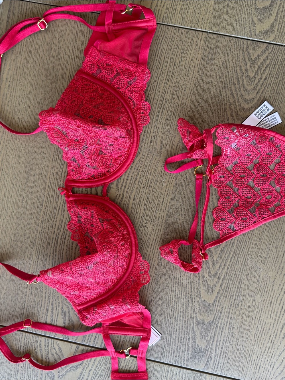 Victoria's Secret Hot Pink Lace Bra and Bikini Set